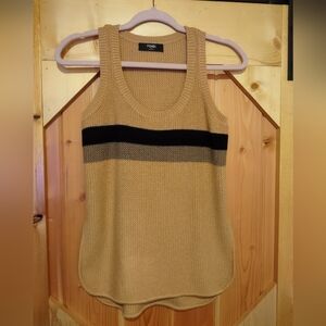 Fendi Women's Sleeveless Sweater Tank Top Brown Black/Gray Stripe Size Small